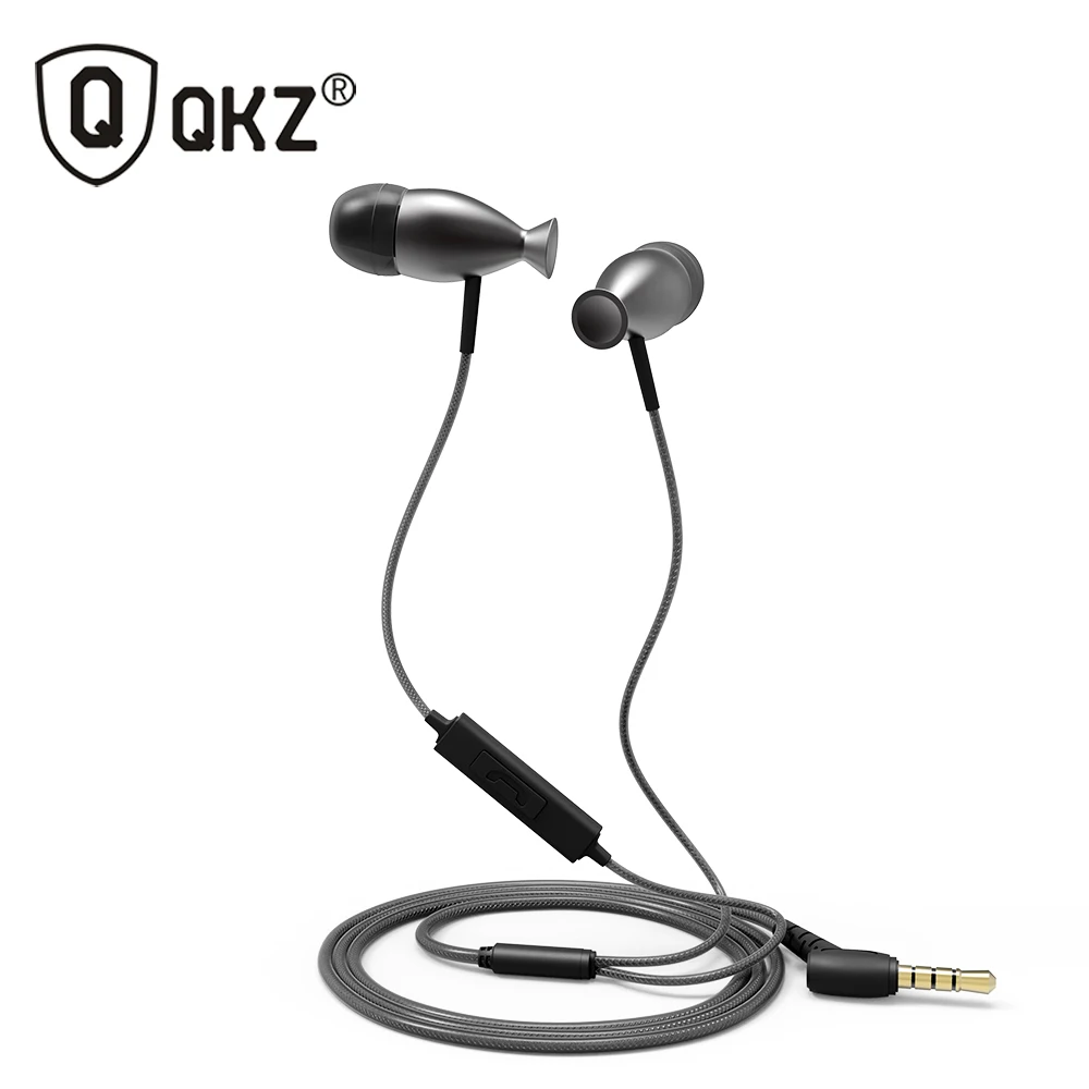 QKZ Fones de Ouvido Alta Qualidade наушники с микрофоном в ухо Металлические стерео для телефона