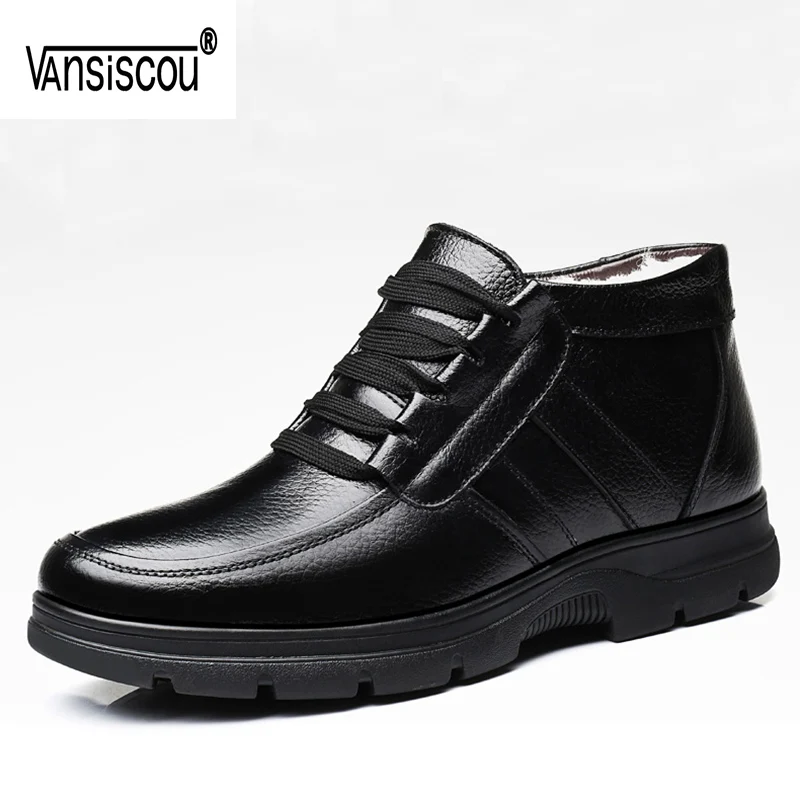 

VANSISCOU Men Winter Ankle Boots Shoes Men Plush Warm Winter Boots Men Solid Color Snow Boots Plush Inside Winter Shoes Male