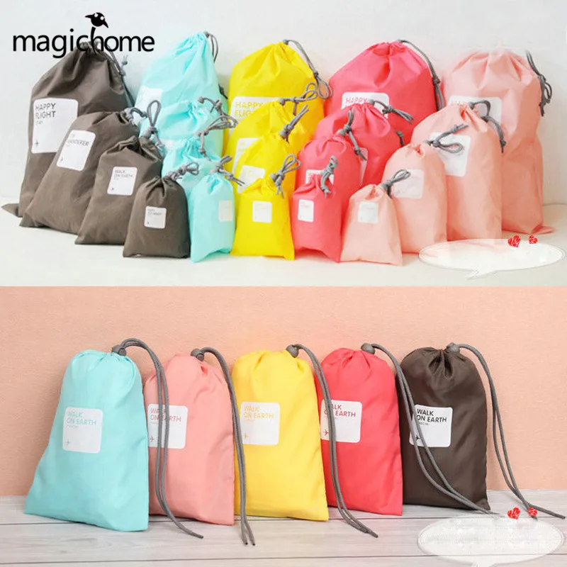 

4pcs/sets Drawstring Travel Bag Waterproof Clothes Portable Travel Cosmetic Nylon Bag Storage Pocket Luggage Bag