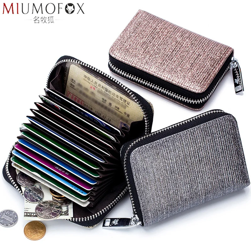 

Credit Card Holder Patent Leather Function Card Case Business Cards Holder Change Purse Men Women Card ID Wallet RFID Blocking