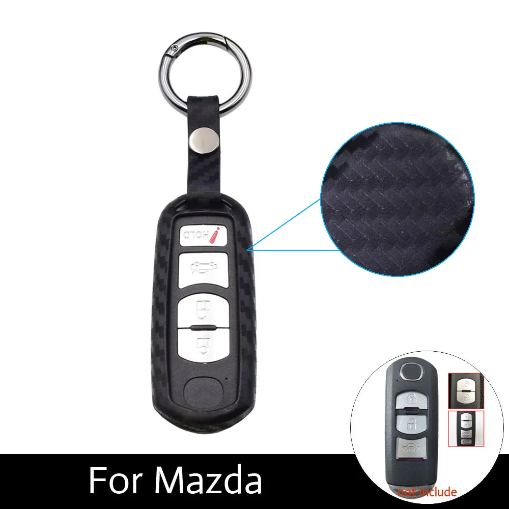 

ATOBABI Carbon Fiber Pattern Silicone Car Key Fob Cover Cases For Mazda 3 2 5 Mazda 6 Axela CX-3 CX-5 CX5 CX-7 CX7 CX-9 RX8 Keys