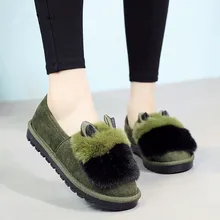 Женская Повседневная обувь зимние сапоги на плоской подошве Теплые мягкие плюшевые Лоферы без застежки женские Туфли без каблуков Мокасины женские балетки женская обувь