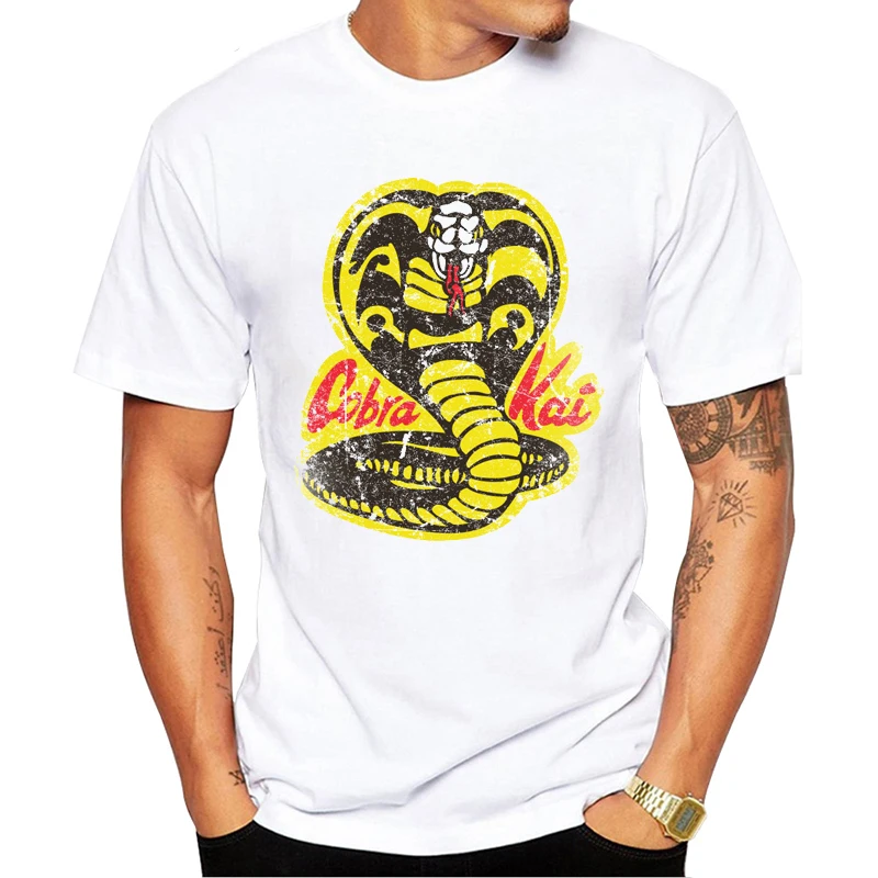Cobra Kai Dojo Мужская футболка модный мальчик каратист печатная Футболка с коротким