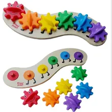 6 шт. Деревянные Монтессори Gearwheel Блоки Красочные Радужная игрушка SetKids игрушки для детей Oyuncak Brinquedos Juguetes Brinquedo