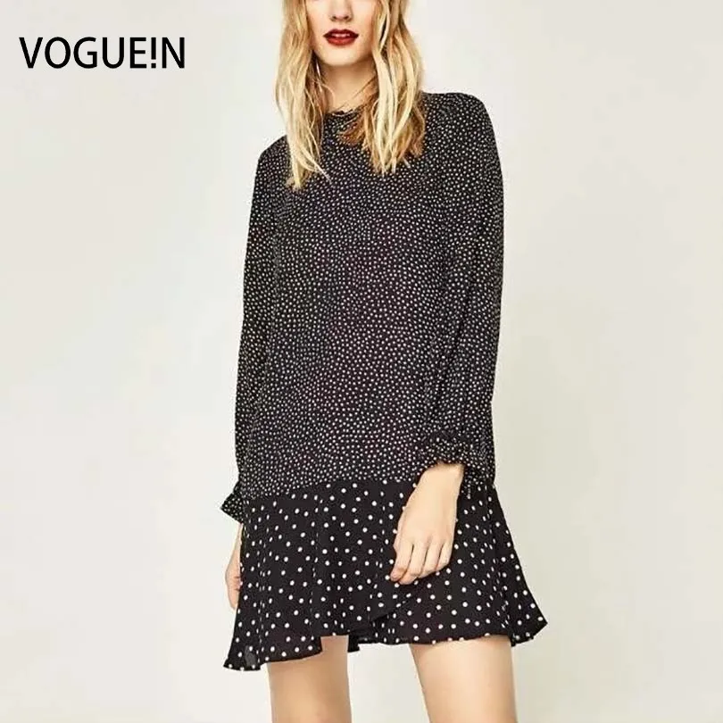 

VOGUE!N New Womens Fashion Sweet Polka Dot Print Sleeve O Neck Party Dress