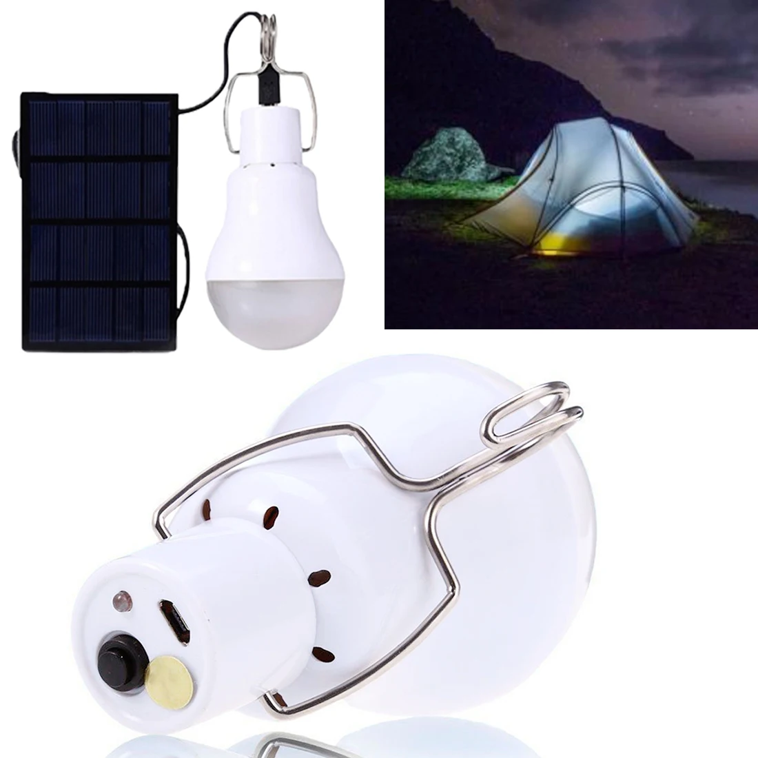 15W 110LM Portable Solar Power LED Bulb Solar Powered Light Charged