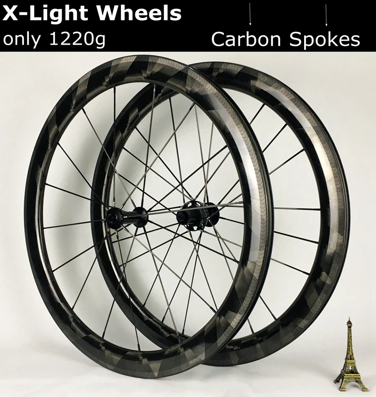 

Only 1229g 2019 X-Light Carbon wheelset Tubeless 50mm road bicycle wheels new brake surface carbon spokes Ceramic bearing hub