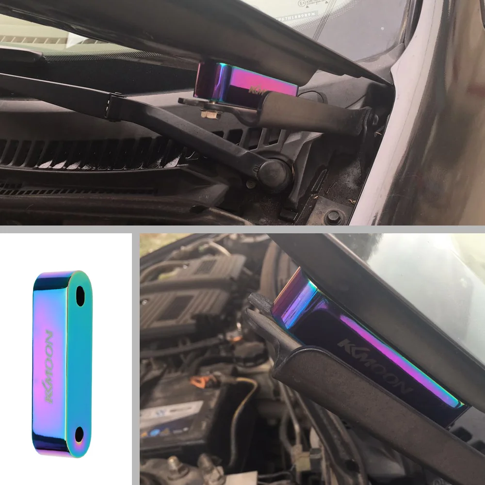 

2 X KKmoon Billet Aluminum Hood Riser Spacer Swap Air Flow Vent Risers Neo Chrome Hood Up Pad Cover Upholstery Colorful