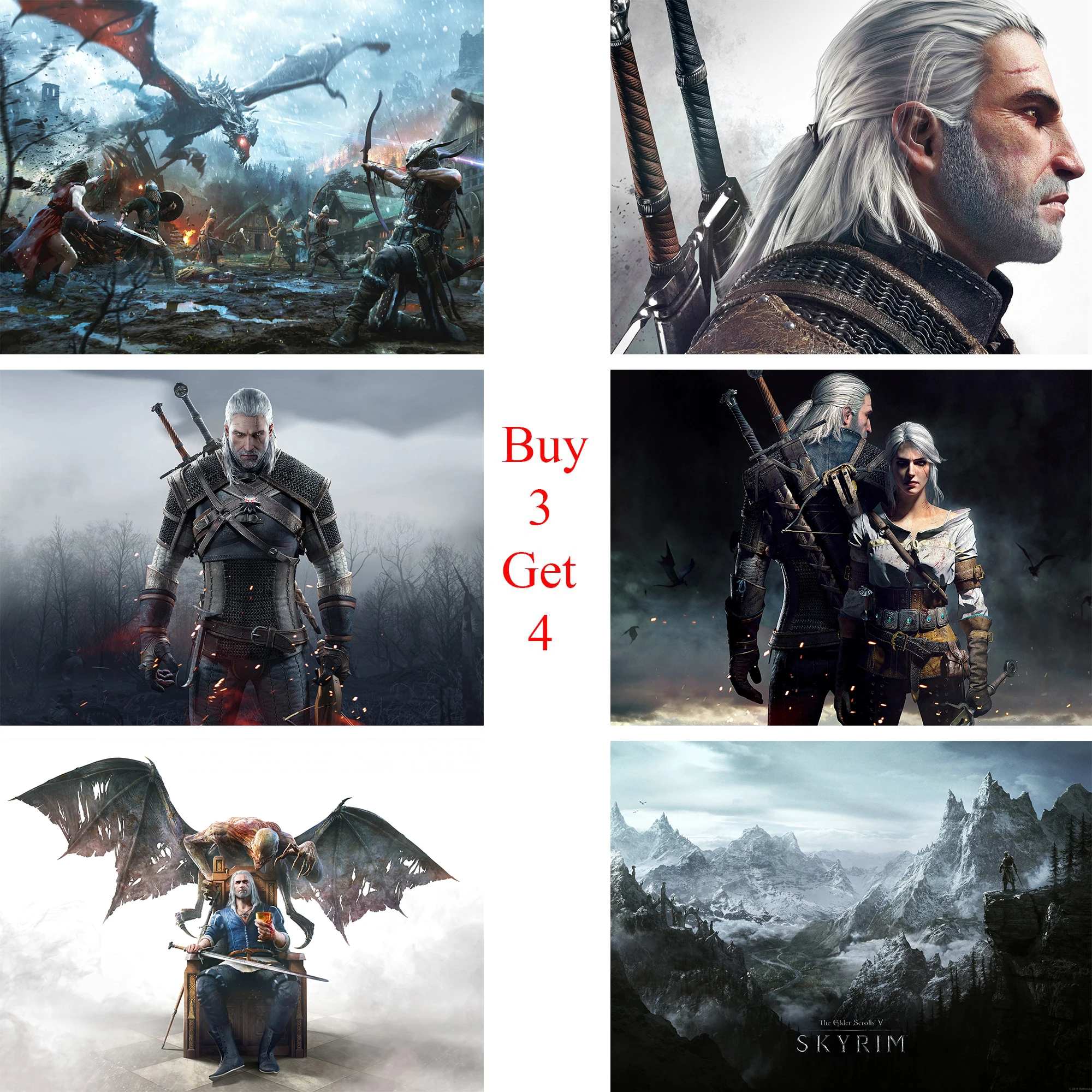 

Witcher Posters Game Wall Stickers White Coated Paper Prints High Definition Livingroom Bedroom Home Art Brand
