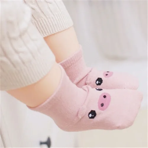 Носки для новорожденных детей детские носки для пола для мальчиков и девочек милый мультфильм животных детские носки для малышей детские носки - Цвет: Розовый