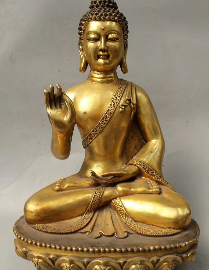 

22"China Tibet Buddhism Bronze Gild Shakyamuni Amitabha Buddha Sakyamuni Statue