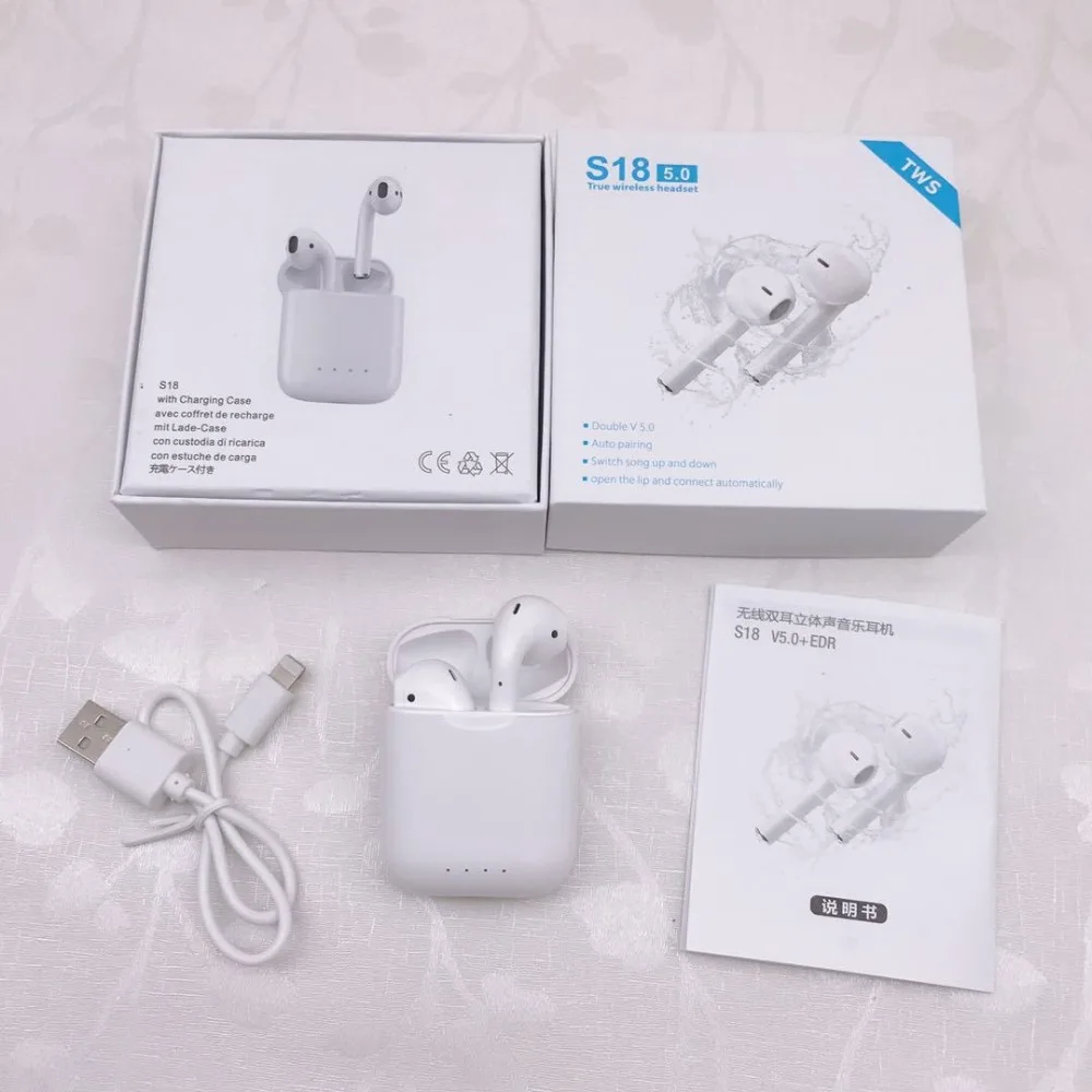 

TWS S18 Pop Up Window Earphones Bluetooth 5.0 Headphone Touch Control Bluetooth Automatic Pairing Earbuds VS four colors