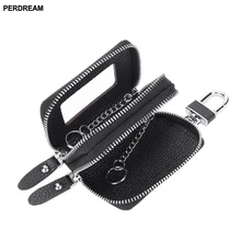 PERDREAM Горячая двухслойная молния ключа автомобиля сумка кожаный многофункциональный кожаный брелок из воловьей кожи сумка