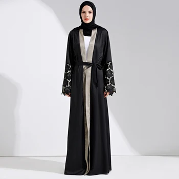 

2019 UAE Abayas For Women Black Lace Cardigan Hijab Muslim Dress Kaftan Abaya Dubai Jilbab Robe Longue Turkish Islamic Clothing