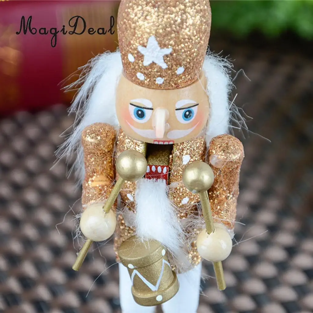 10Pcs 12cm Wooden Nutcracker Solider Figure Model Puppet Doll Handcraft for Children Gifts Christmas Home Office Decor Display
