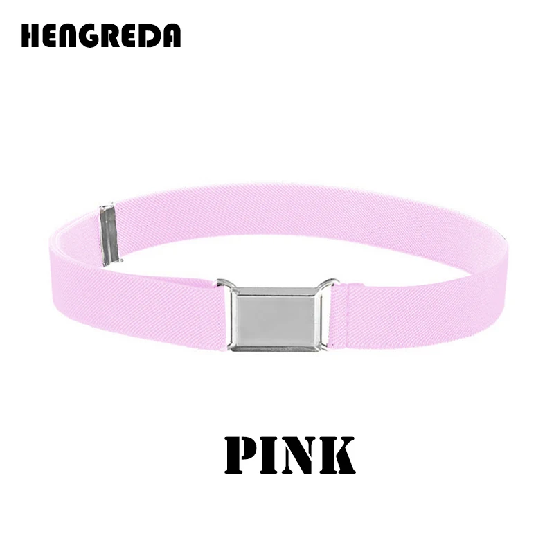 Pink Холщовый ремень для мальчиков, детский модный ремень с пряжкой из сплава для мужчин, регулируемые эластичные детские ремни, 11 цветов, 77*2,5 см - Цвет: Pink