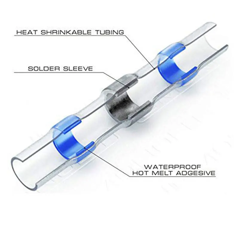 100 шт. припой уплотнение провода разъем водонепроницаемый припой уплотнение термоусадочный стыковой соединители электрические Клеммы Медь упакованы в случае