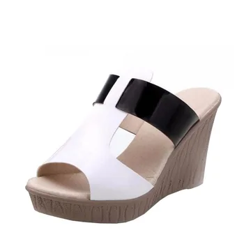 

2017 summer female sandals, slippers and waterproof 100% thick leather shoes fashion comfortable wedge heel shoes sexy