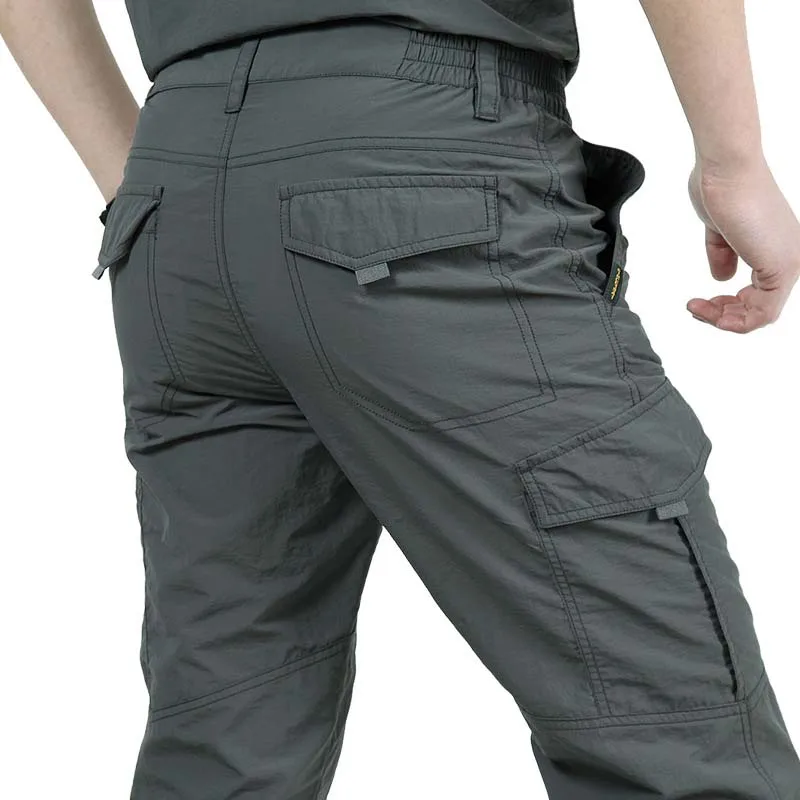 Демисезонный модные Штаны для прогулки Для мужчин Повседневное бурелом брюки быстросохнущая брюки-карго свет Вес брюки мужской одежды - Цвет: Gray