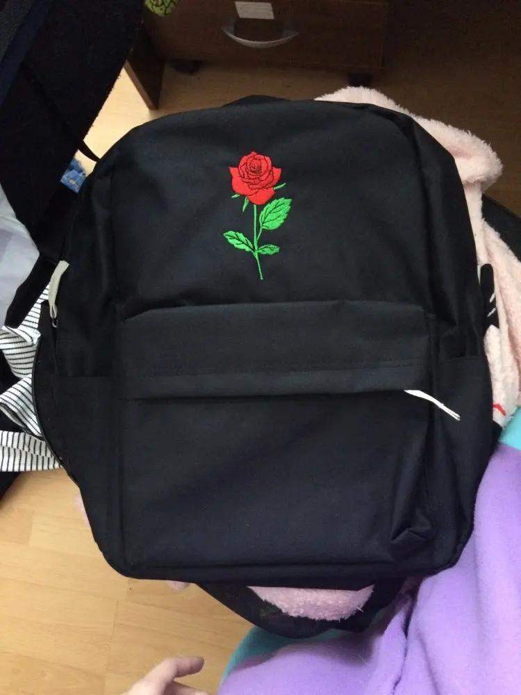 rose canvas backpack women bag men  (4)