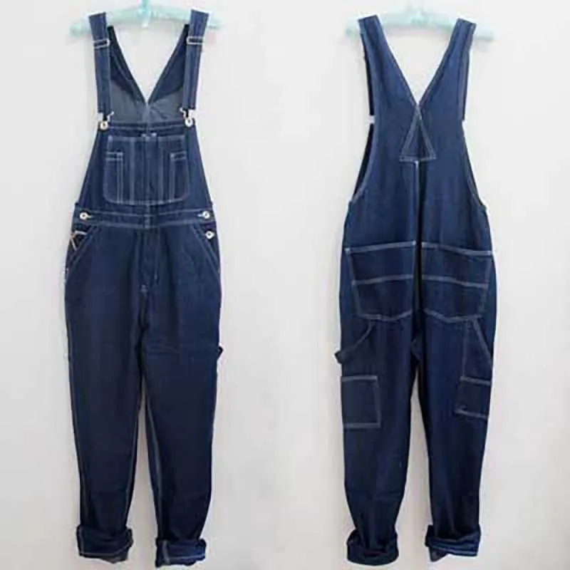 

Plus Size Men Denim Overalls Loose Baggy Cargo Pants Suspenders Trousers Oversized Hip Hop Jeans Pants Man Clothes