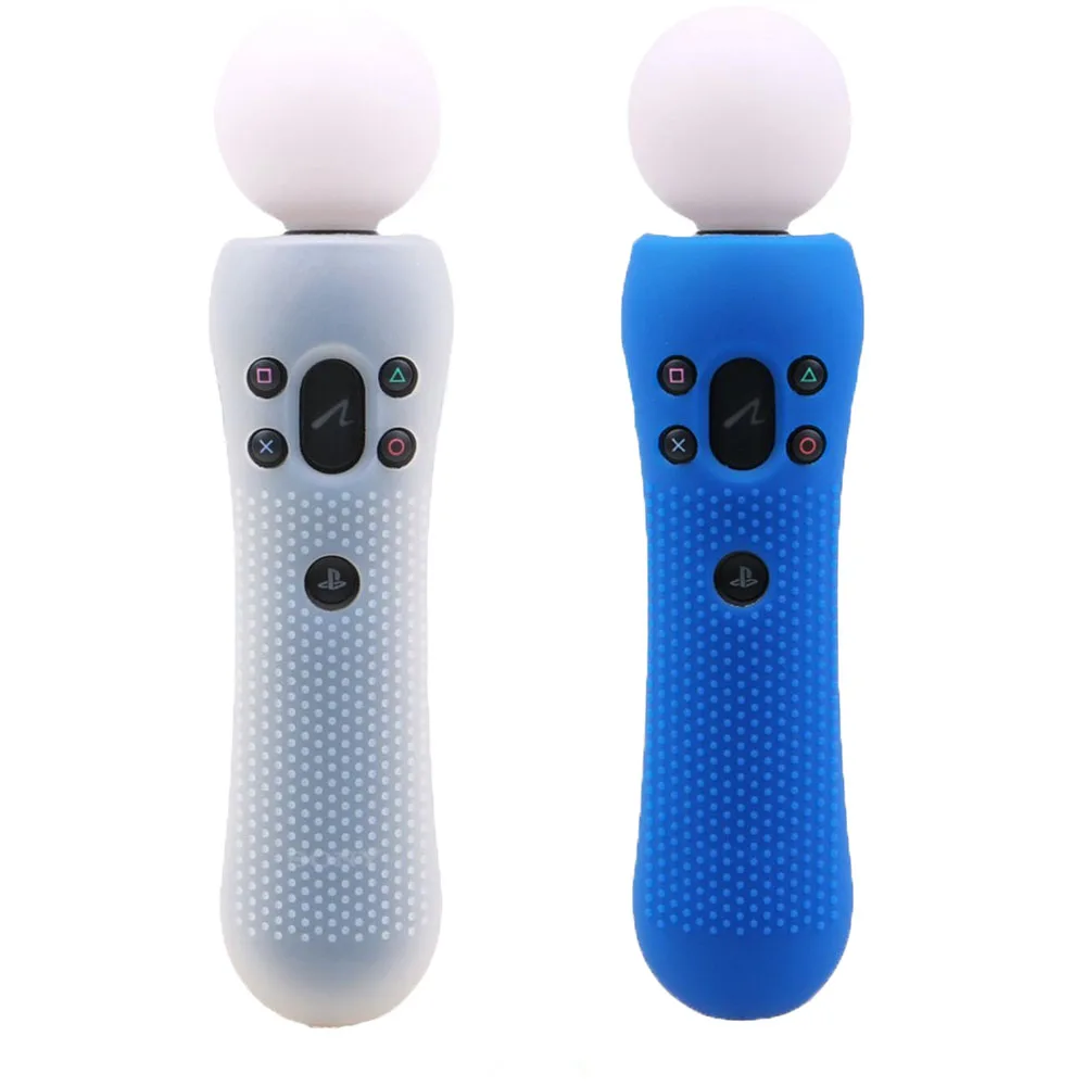 IVYUEEN PS VR Move Skin для sony playstation PSVR контроллер силиконовый резиновый нескользящий защитный чехол для PS4 VR Motion Console - Цвет: 1 White and 1 Blue