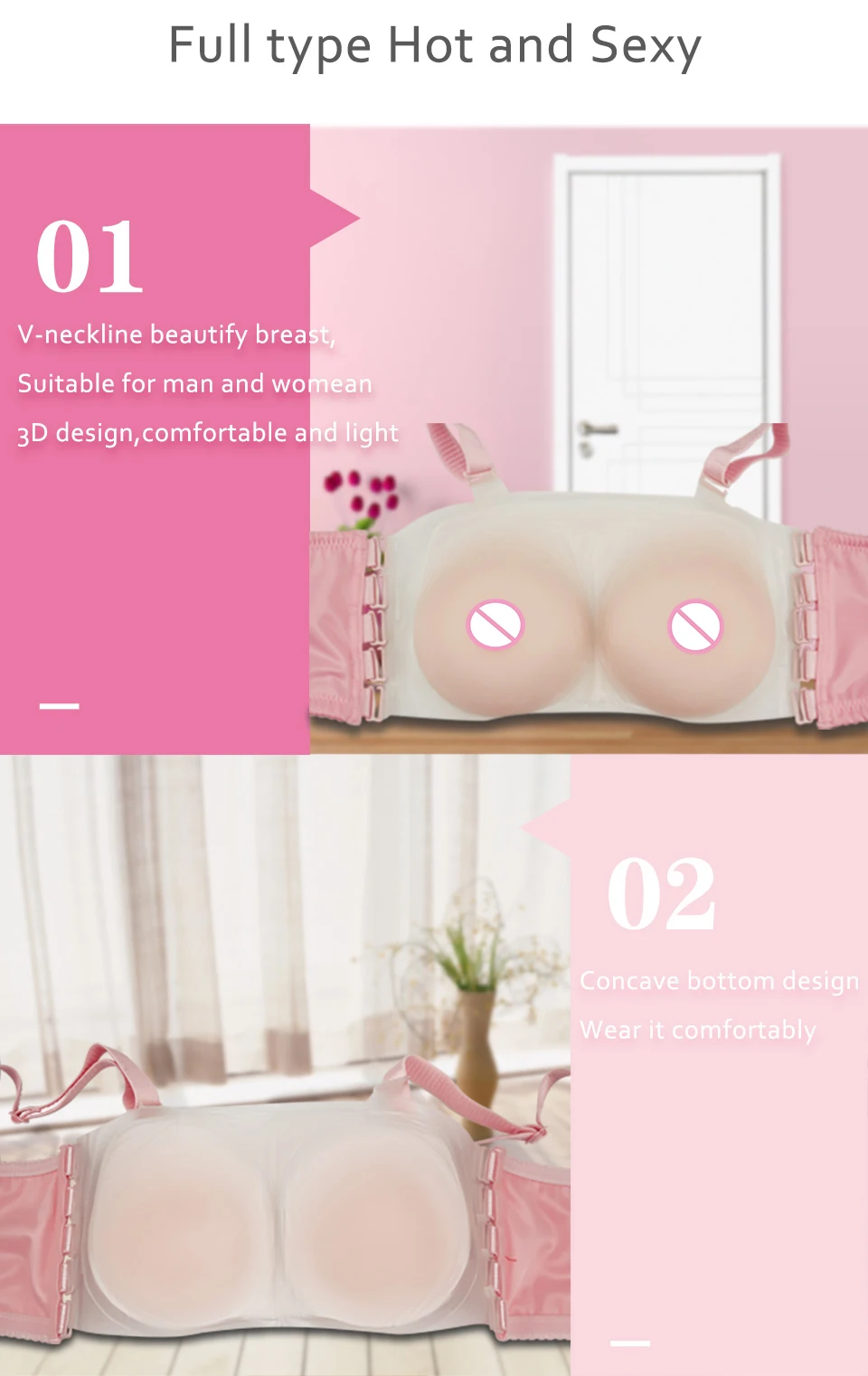 Komaynaly Fake Silicone Breast Forms Artificial Breast A to F Cup 1 Pair Breast Forms for Transwomen,Transgender,Cross Dressers (4)