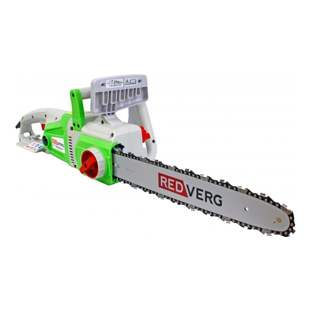 Пила цепная электрическая RedVerg RD-EC2200-16S (Мощность 2200 Вт, длина шины 40 см, шаг цепи 3/8\'\', толщина звена 1.3 мм, 57 звеньев, продольн. располож., быстрое натяжение цепи, 6 кг)