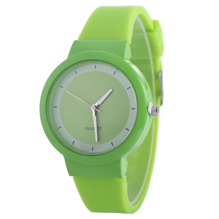 2 шт. модные спортивные женские кварцевые наручные часы силиконовые водонепроницаемые часы для влюбленных желтые мужские часы relogio feminino - Цвет: Зеленый