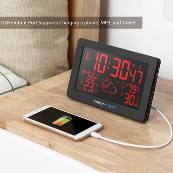 

Wireless Digital LED Alarm Clock Weather Forecast Station Color LCD Screen Table Clock with Temperature USB Port Desk Clocks