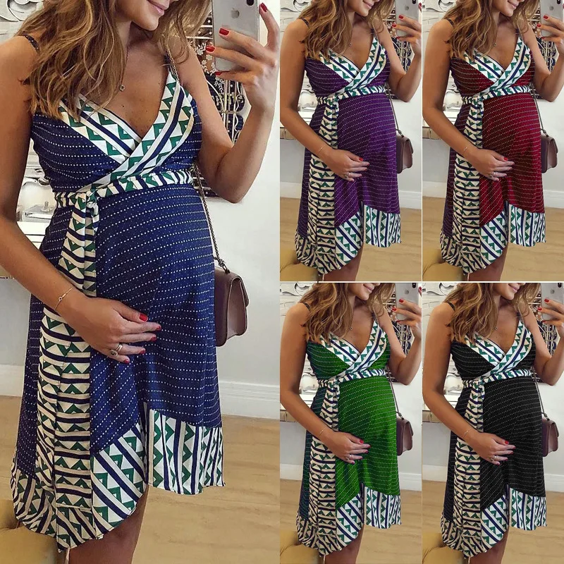 

Pregnancy & Maternity Clothing Dresses Women's Printed Sling Mom Maternity Dress Clothes For Pregnant