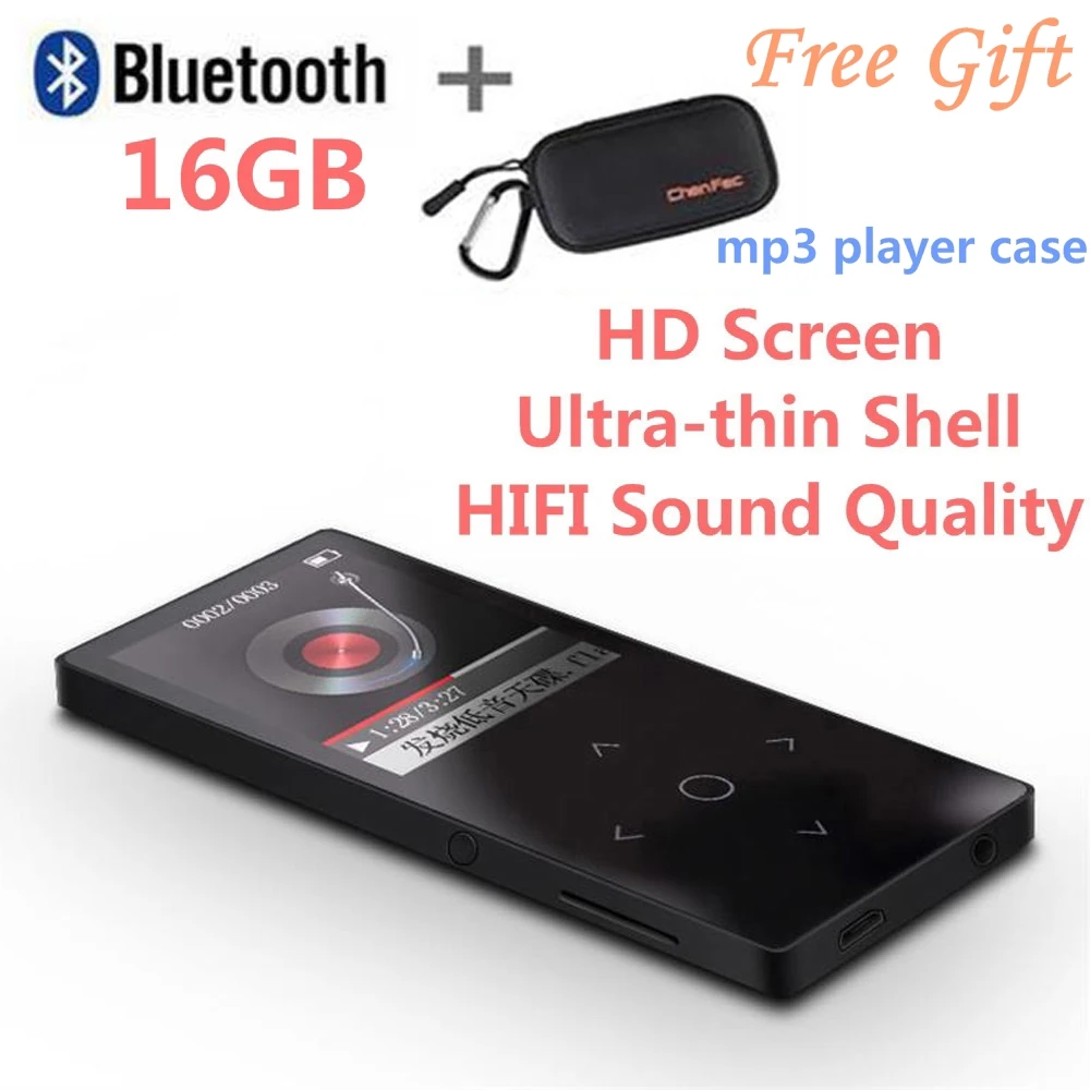 

Bluetooth4.1 MP3 Player 16GB Ultra-thin Metal Case Touch Button Lossless Sound Quality MP3 Music Player with FM, Voice Recorder