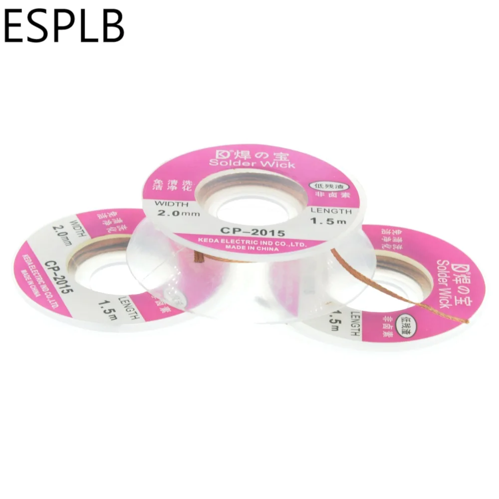 5pcs/Lot 1.5M 5FT 2.0mm Desoldering Wire Braid Sucker CP-2015 Remover Wick Solder Pump Cable Wire
