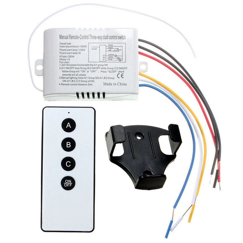

High Quality 3 Way Port ON/OFF Wireless Digital RF Remote Control Switch Receiver Transmitter For Light Lamp 220V