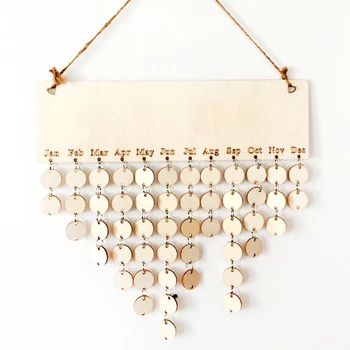 

Natural Wooden Hanging Calendar Blank DIY Home Wall Decor Handmade Round Disc