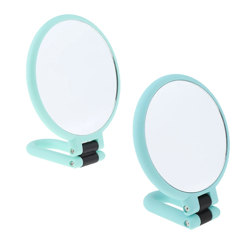 uso para aplicación de maquillaje Espejo de aumento de 6 pulgadas espejo de maquillaje plegable con soporte/soporte negro aumento de 20X/1X espejo de mano de dos lados 
