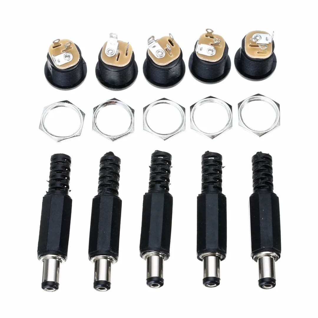 

10 Pair 12V 3A Plastic Male Plugs + Female Socket Panel Mount Jack DC Power Connector Mayitr Electrical Supplies