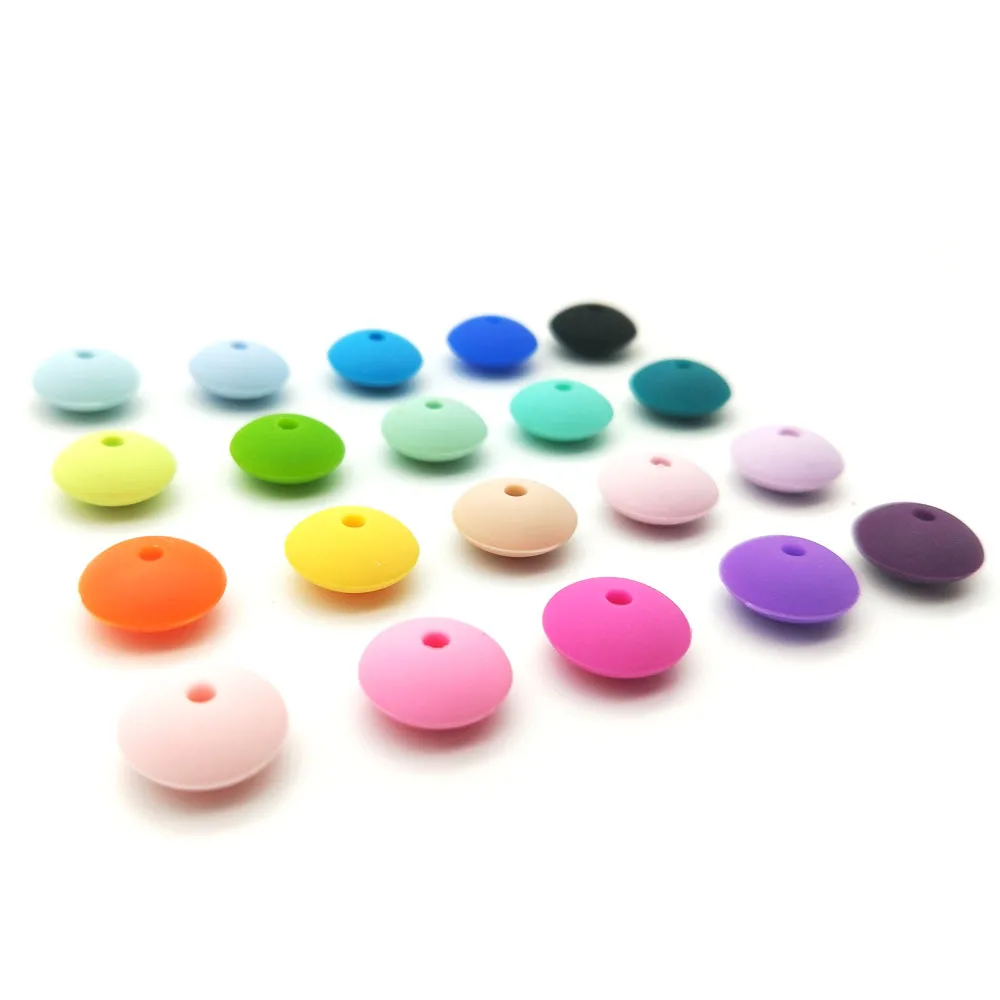 

20pcs 12*7mm BPA Free Silicone Lentil Teether Beads DIY Handmade Baby Pacifier Dummy Abacus Chewing Jewelry Toy Beads