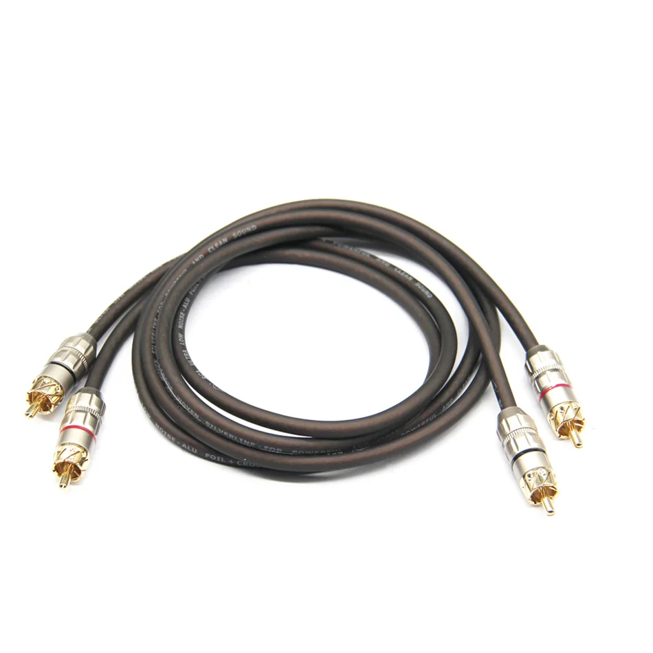Позолоченный Чистая медь core 2RCA штекер к автомобильный стереоусилитель сабвуфер