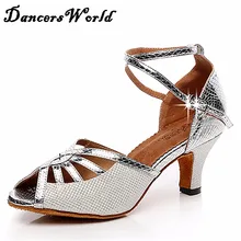 High Women Latin Dance Shoes 8.5 cm Heel Satin Soft Sole 4 Colors Shoe Sandalia Feminina Chacha danza Ballroom Dance Shoes 1128