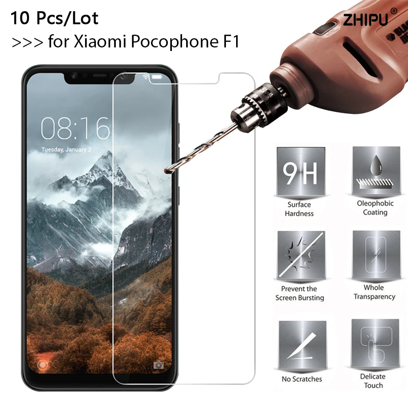 10 шт./лот 9H закаленное стекло для Xiaomi Pocophone F1 POCO Защитная пленка экрана 6 81|Защитные