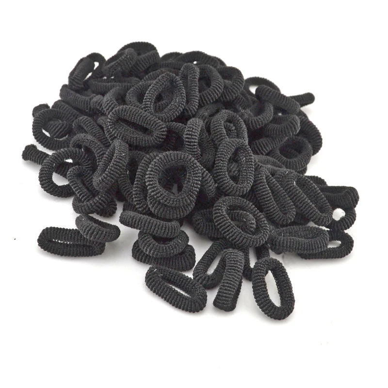 

Lot 200 Pcs Child Baby Black Hair Holders Rubber Bands Elastics Girl's Tie Gum Scrunchy Hair Accessories