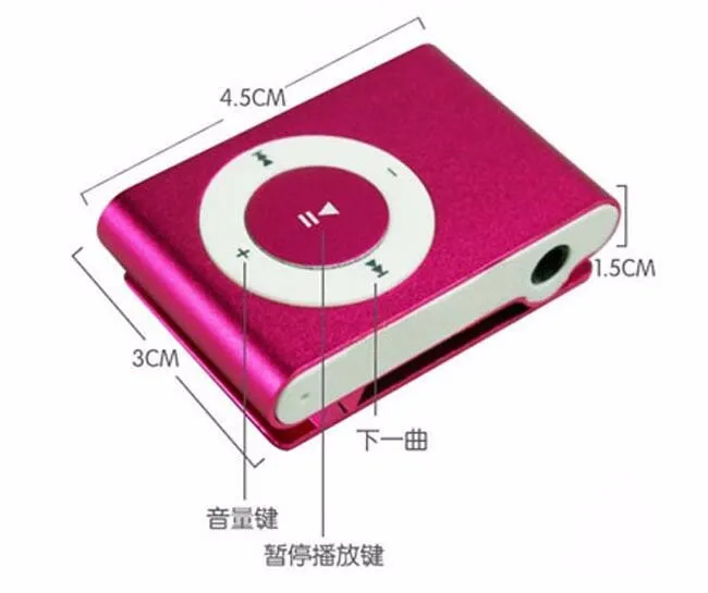 400 p! металлический сплав оболочки клип мини MP3-плеер внешний вставлен SD/TF, поддержка 1-8 ГБ(без SD/TF карты), наушники+ USB кабель+ кристалл коробка