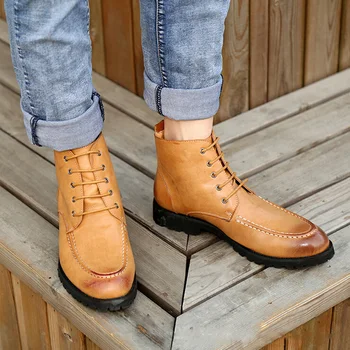 

New Fashion High Top Classic Men Oxford Shoes Trend British Style PU Leather Rubber Sole Lace Up Men Oxfords Top Quality