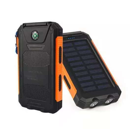 Banco de Energia Móvel ao ar Carregador de Energia Solar Impermeável Duplo Farol Energia Livre Três-prova Bússola Móvel Portátil 19 bússola carregador de energia móvel portátil