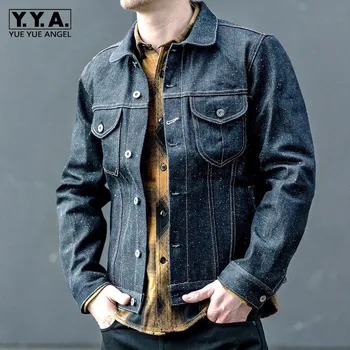 

Top Quality Men Overall Denim Jacket Pockets Slim Fit Jean Outwear Coat Cowboy Casual Hip Hop Single Breasted Streetwear Jacket