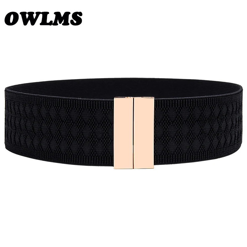 

New Design Waistband elastic cummerbunds for women black red wide cummerbund dress decorate coat gold buckle rectangle silver