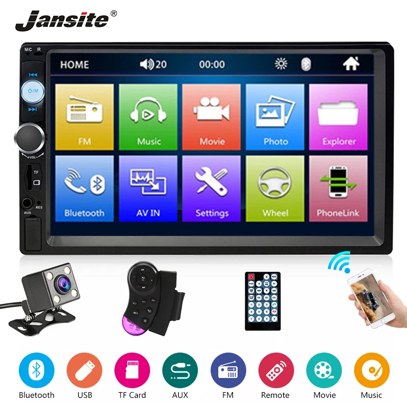 Jansite 7 &quot1080 P 2 din автомагнитола MP5 плеер цифровой сенсорный экран мультимедийный