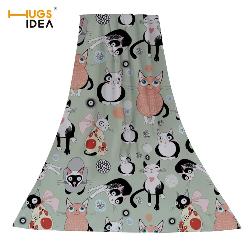 

HUGSIDEA Cute Cartoon Cat Print Bath Towels Kids Girls Warmer Soft Travel Yoga Towel Large Thick Picnic Blanket Beach Cover Up