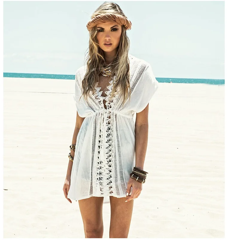 Fashion summer 2017 female casual sexy boho long white lace crochet chiffon dress Maxi beach dress long-white-lace-dress